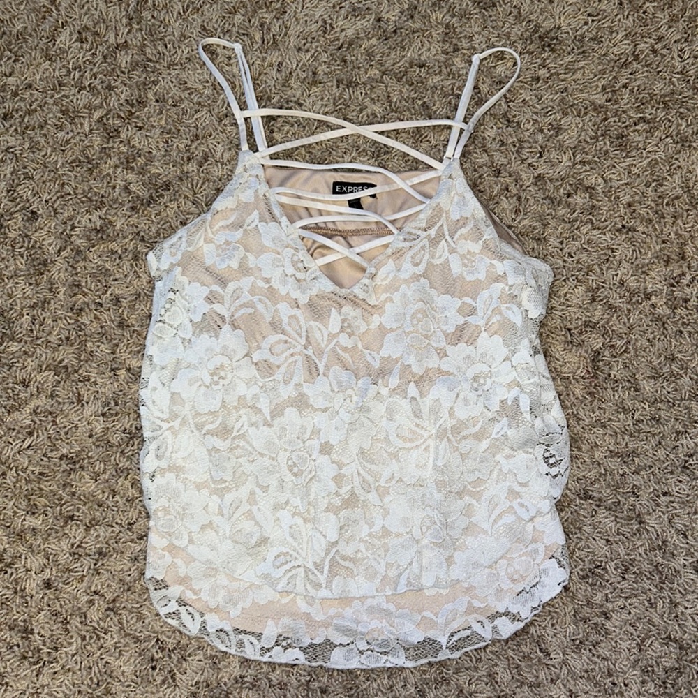 Express lacy cropped tank top